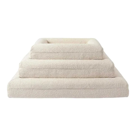 Barklay dog bed in 3 sizes with visco foam mattress and washable bouclé cover