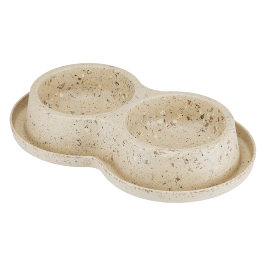 Sustainable bioplastic double feeding bowl made of bamboo and coffee beans